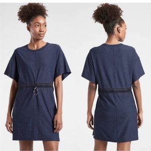 Athleta Corss Current Coverup Dress Swim Sport Beach Blue Cinch Waist Summer XS